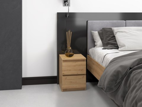 Szafka Nocna Stolik Nocny 2 Szuflady 30 cm Do Sypialni Dąb Artisan Lilia L2