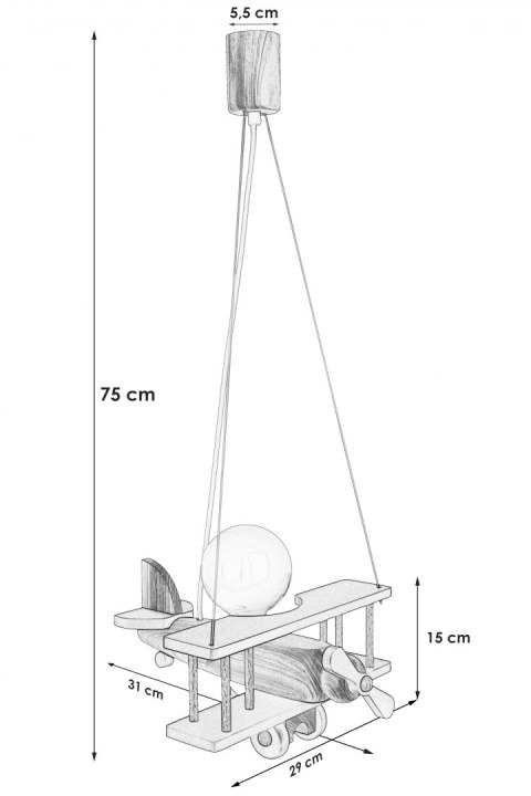 LAMPA WISZĄCA SAMOLOT BIAŁY NIEBIESKI CZERWONY E27 DLA DZIECI