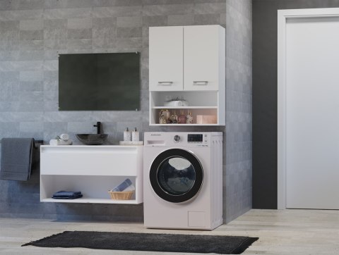 Szafka Łazienkowa Wisząca Nad Pralkę LAPO MINORDK Biała Matowa 64cm 4xPółka