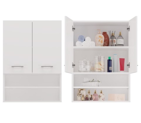Szafka Łazienkowa Wisząca Nad Pralkę LAPO MINORDK Biała Matowa 64cm 4xPółka