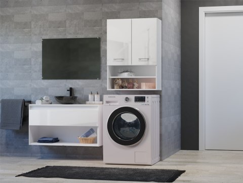 Szafka Łazienkowa Wisząca Nad Pralkę LAPO MINORDK Biała Połysk 64cm 4xPółka