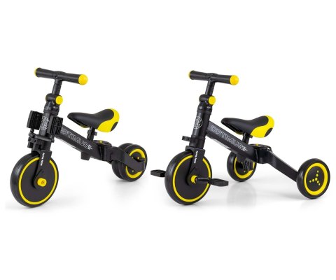 ROWEREK TRÓJKOŁOWY BIEGOWY Z PEDAŁAMI 3W1 OPTIMUS BLACK PIANKOWE KOŁA 12m+