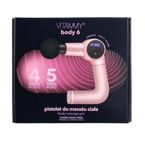 VITAMMY BODY 6 różowy Pistolet do masażu ciała masażer, lekki i bezpieczny pistolet do samodzielnego masażu