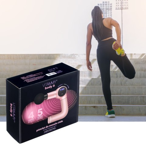 VITAMMY BODY 6 różowy Pistolet do masażu ciała masażer, lekki i bezpieczny pistolet do samodzielnego masażu