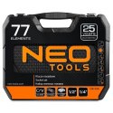 NEO ZESTAW KLUCZY NASADOWYCH 1/4'',1/2'' 77 CZĘŚCI CRV NEO