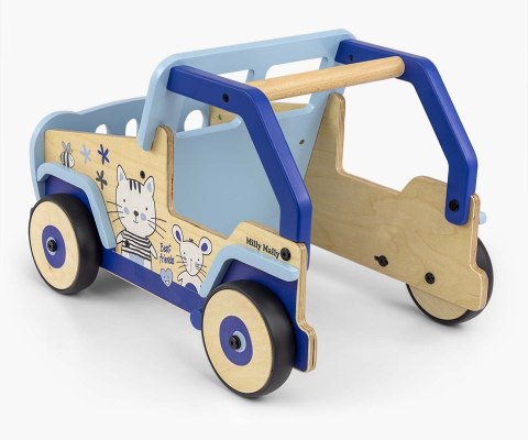 Chodzik - Pchacz dla Dzieci Auto Drewniany Explorer Kot i Mysz + hamulec
