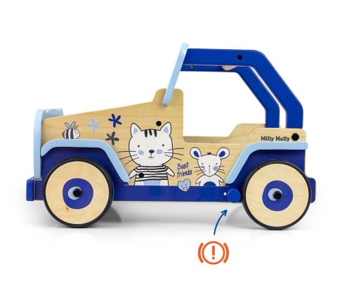 Chodzik - Pchacz dla Dzieci Auto Drewniany Explorer Kot i Mysz + hamulec