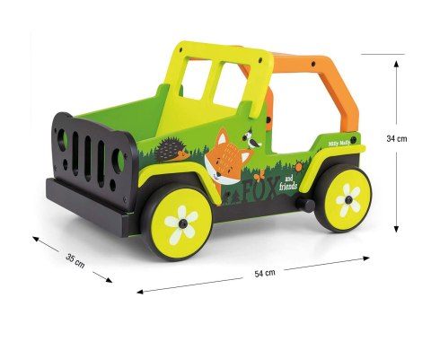 Chodzik - Pchacz dla Dzieci Auto Drewniany Explorer Lisek + hamulec