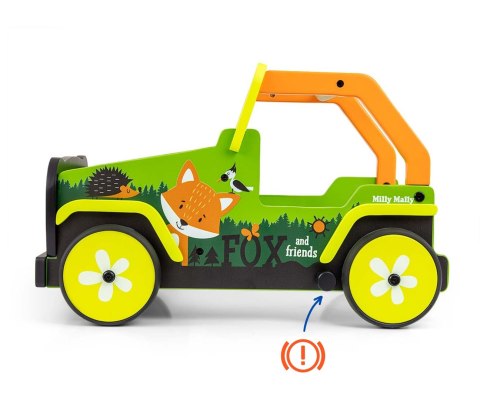 Chodzik - Pchacz dla Dzieci Auto Drewniany Explorer Lisek + hamulec