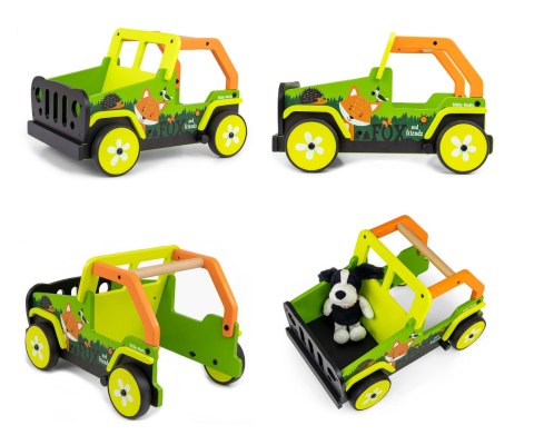Chodzik - Pchacz dla Dzieci Auto Drewniany Explorer Lisek + hamulec