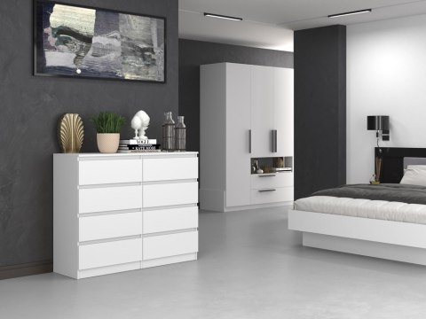 Komoda z szufladami Lilia L8 120 cm Duża Do Salonu Pojemna Biała Mat