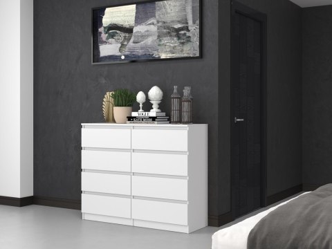 Komoda z szufladami Lilia L8 120 cm Duża Do Salonu Pojemna Biała Mat