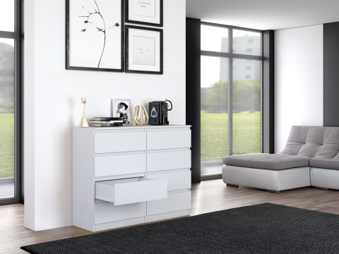 Komoda z szufladami Lilia L8 120 cm Duża Do Salonu Pojemna Biała Mat