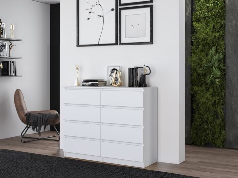 Komoda z szufladami Lilia L8 120 cm Duża Do Salonu Pojemna Biała Mat