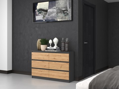 Komoda z szufladami Lilia L6 120 cm Duża Do Salonu Pojemna Antracyt Artisan