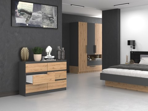 Komoda z szufladami Lilia L6 120 cm Duża Do Salonu Pojemna Antracyt Artisan