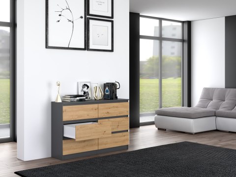 Komoda z szufladami Lilia L6 120 cm Duża Do Salonu Pojemna Antracyt Artisan