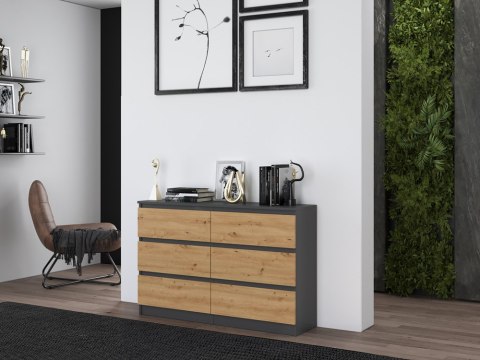 Komoda z szufladami Lilia L6 120 cm Duża Do Salonu Pojemna Antracyt Artisan