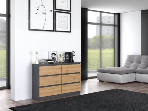 Komoda z szufladami Lilia L6 120 cm Duża Do Salonu Pojemna Antracyt Artisan