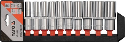 YATO YT-38861 ZESTAW KLUCZY NASADOWYCH DŁUGICH 1/2'' 10 CZĘŚCI YATO
