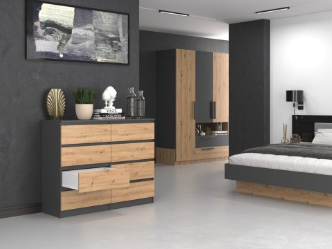 Komoda z szufladami Lilia L8 120 cm Duża Do Salonu Pojemna Antracyt Artisan