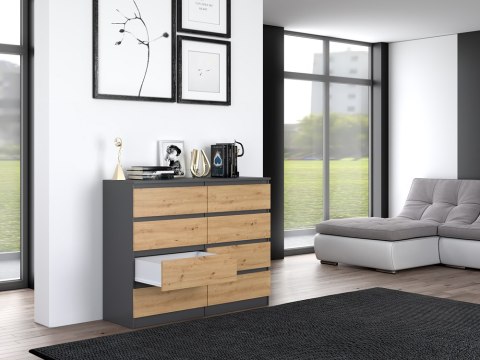 Komoda z szufladami Lilia L8 120 cm Duża Do Salonu Pojemna Antracyt Artisan