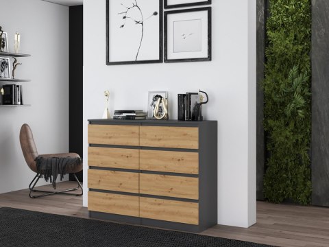 Komoda z szufladami Lilia L8 120 cm Duża Do Salonu Pojemna Antracyt Artisan