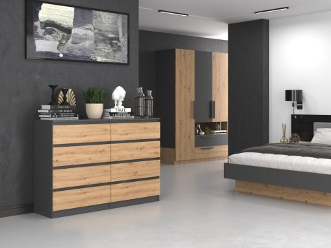 Komoda z szufladami Lilia L8 140 cm Duża Do Salonu Pojemna Antracyt Artisan