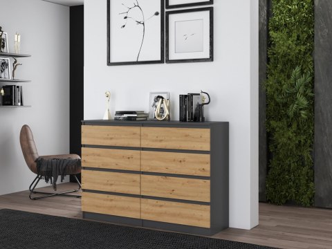 Komoda z szufladami Lilia L8 140 cm Duża Do Salonu Pojemna Antracyt Artisan