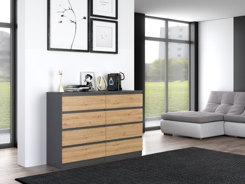 Komoda z szufladami Lilia L8 140 cm Duża Do Salonu Pojemna Antracyt Artisan
