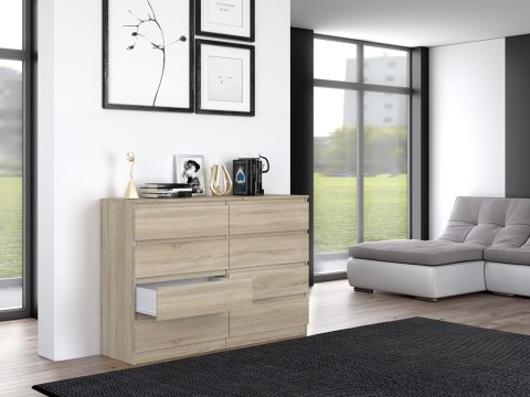 Komoda z szufladami Lilia L8 140 cm Duża Do Salonu Pojemna Dąb Sonoma