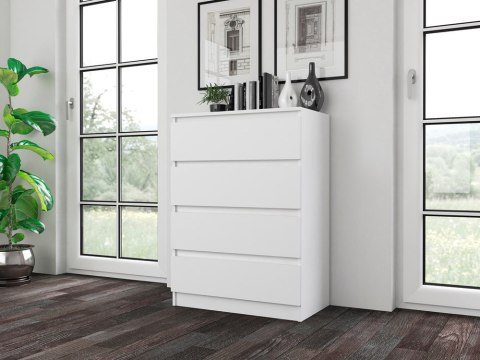 Komoda z szufladami Lilia L4 70 cm Duża Do Salonu Pojemna Biała Mat
