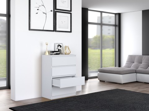 Komoda z szufladami Lilia L4 70 cm Duża Do Salonu Pojemna Biała Mat