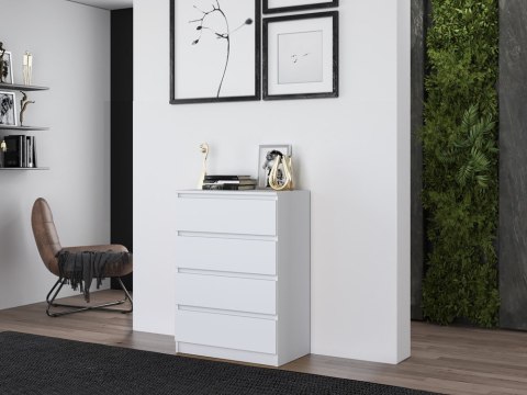 Komoda z szufladami Lilia L4 70 cm Duża Do Salonu Pojemna Biała Mat