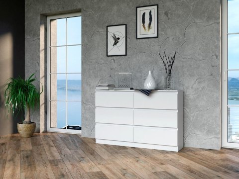 Komoda z szufladami Lilia L6 120 cm Duża Do Salonu Pojemna Biała Mat