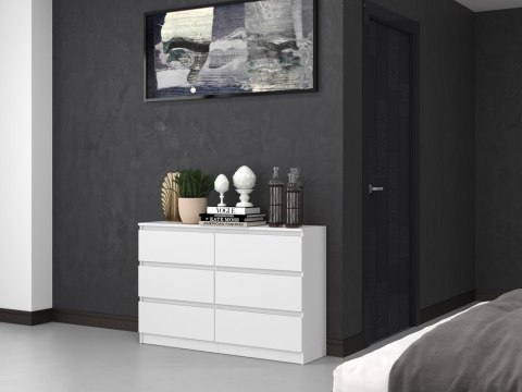 Komoda z szufladami Lilia L6 120 cm Duża Do Salonu Pojemna Biała Mat
