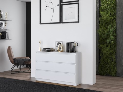 Komoda z szufladami Lilia L6 120 cm Duża Do Salonu Pojemna Biała Mat