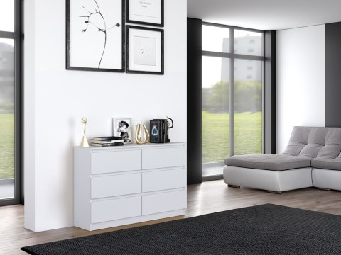 Komoda z szufladami Lilia L6 120 cm Duża Do Salonu Pojemna Biała Mat