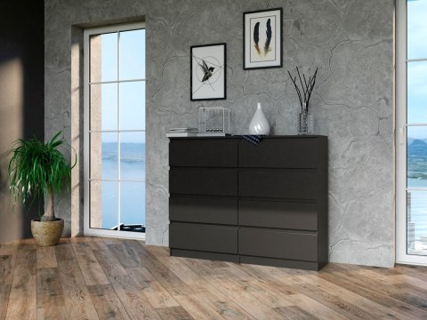 Komoda z szufladami Lilia L8 120 cm Duża Do Salonu Pojemna Czarna Mat