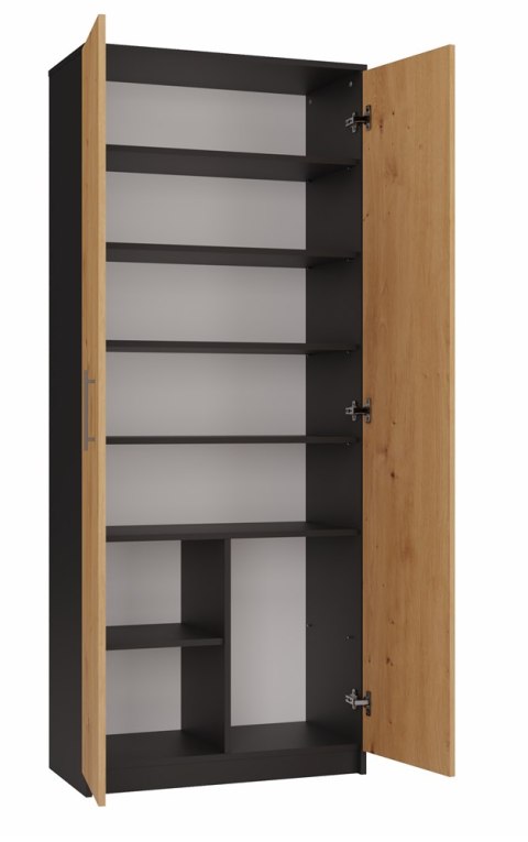 Regał Na Książki Segregatory Półka x8 Do Salonu 74 cm Antracyt Arti Lidia