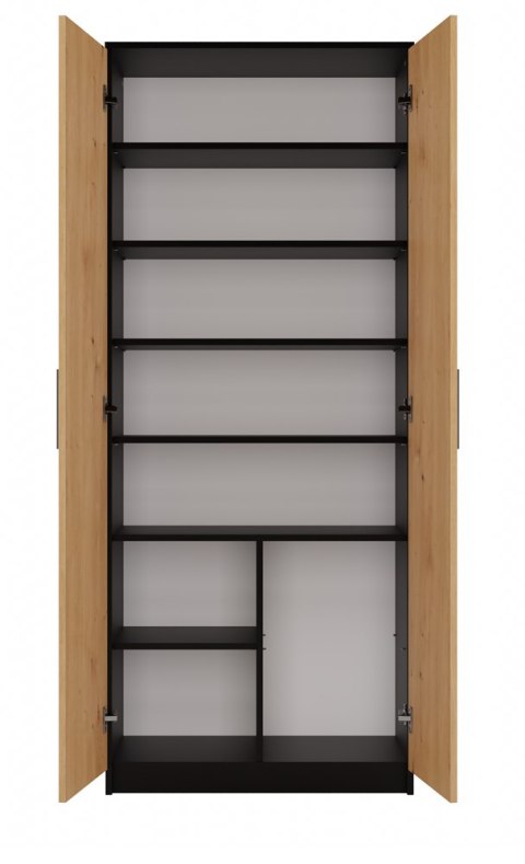 Regał Na Książki Segregatory Półka x8 Do Salonu 74 cm Antracyt Arti Lidia