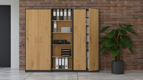 Regał Na Książki Segregatory Półka x8 Do Salonu 74 cm Antracyt Arti Lidia