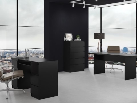 Komoda z 5 Szufladami Duża Do Salonu 70x109x40 cm Czarna Lilia L5 Pojemna