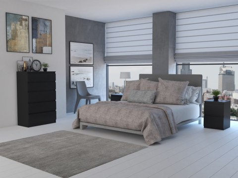Komoda z 5 Szufladami Duża Do Salonu 70x109x40 cm Czarna Lilia L5 Pojemna