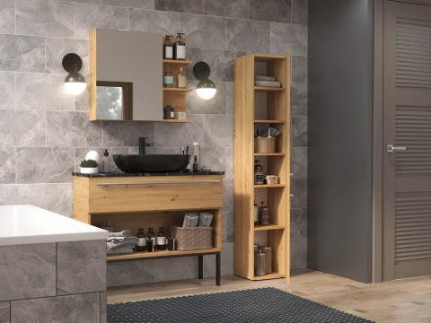 Szafka Łazienkowa Stojąca Słupek Dąb Artisan Wąska 31 cm Lena II Regał