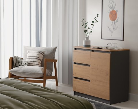 Komoda Szafka z Szufladami Antracyt Artisan B do Salonu 80x75x40 Lilia 1D3S