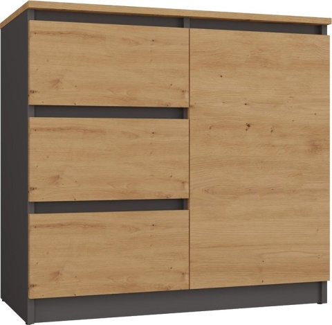 Komoda Szafka z Szufladami Antracyt Artisan B do Salonu 80x75x40 Lilia 1D3S
