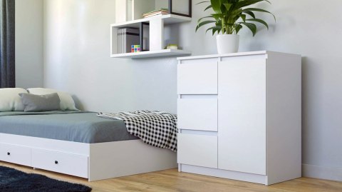 Komoda Biała Szafka z Szufladami do Salonu 80x75x40 3 szuflady Lilia 1D3S