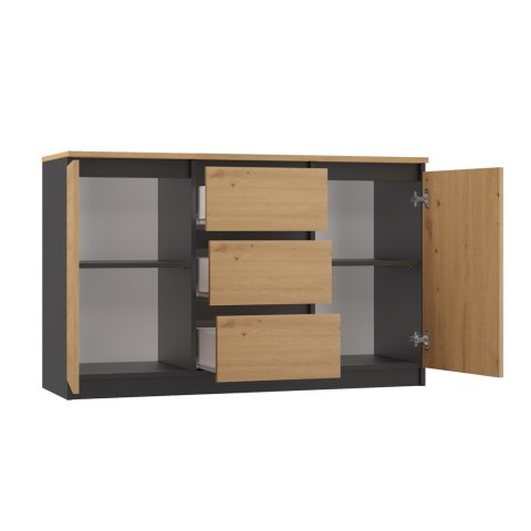 Komoda Szafka z Szufladami 120x75 Do Salonu Antracyt B/F Artisan Lilia 2D3S