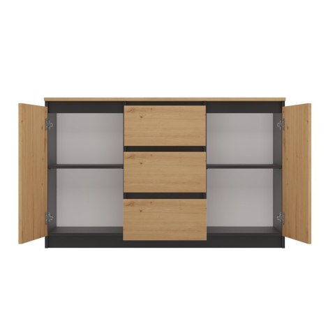 Komoda Szafka z Szufladami 120x75 Do Salonu Antracyt B/F Artisan Lilia 2D3S